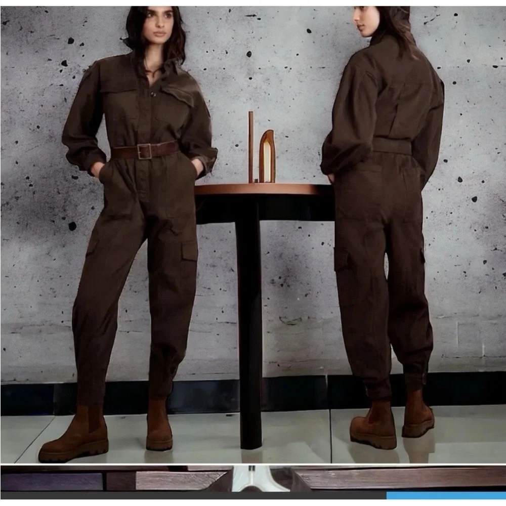 NEW Banana Republic Flightsuit Jumpsuit Beige SMALL Moleskin $190